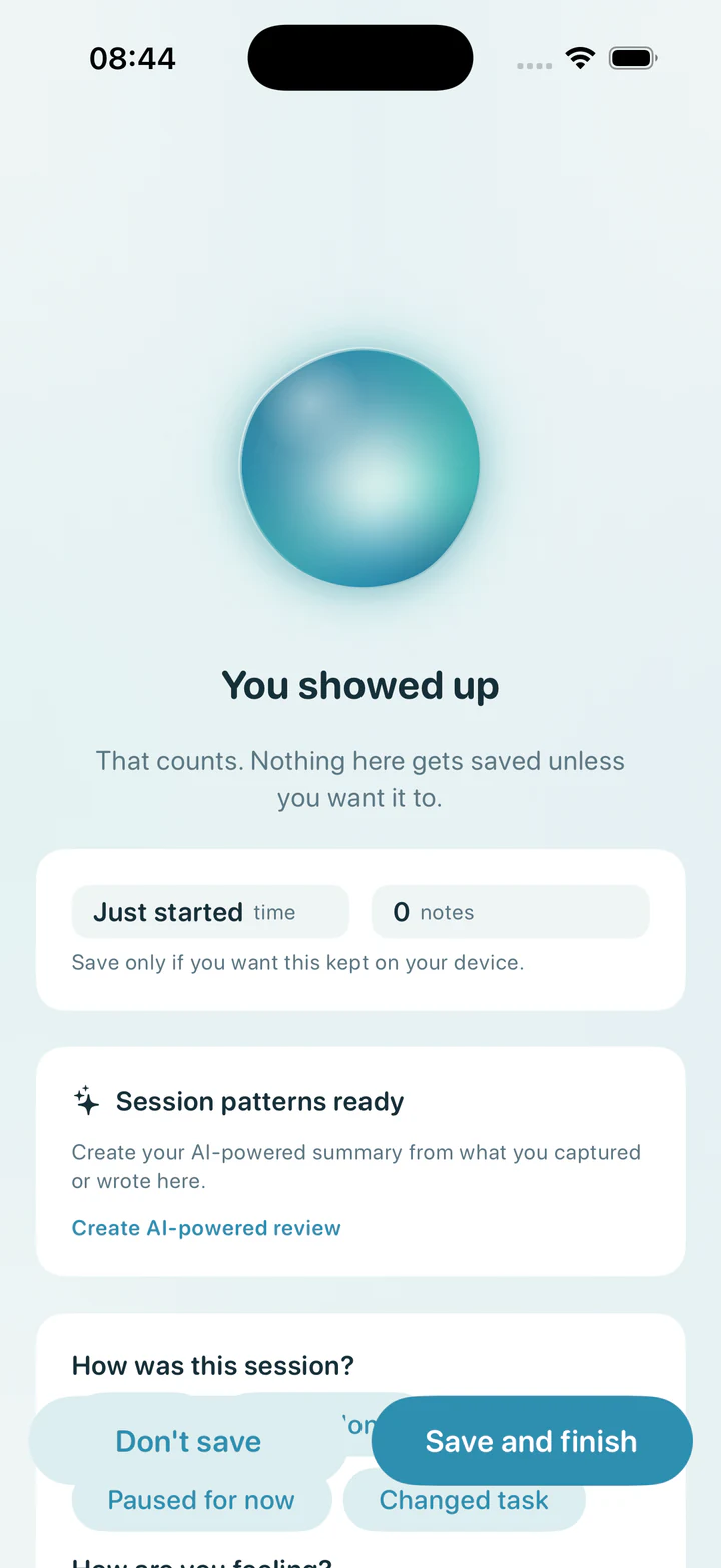 Reset session review showing that starting counts and asking what to save